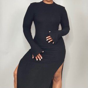 Black Double Slit Maxi Dress